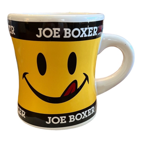 Joe Boxer 2002 Large Oversized Heavy Smiley Face Cup Coffee Mug Y2K Yummy Emoji - Picture 1 of 7
